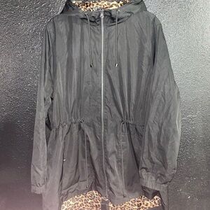 Time and Tru Black Utility Jacket with Hood